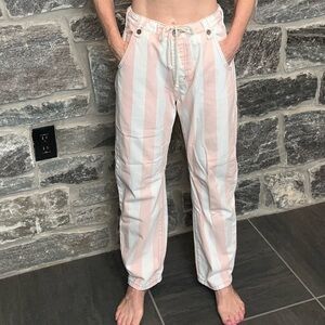 ONE TEASPOON (27) Pink & White Candy Stripe Safari Jeans w/Drawcord Waistband